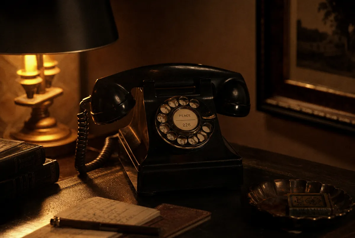 Klassisches Telefon im Amber-Spotlight, diskret und anonym
